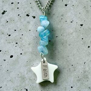 🆕 Faith, Starfish and Gemstones Pendant Necklace-Stainless Steel